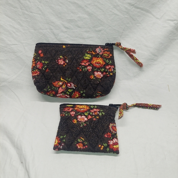 Vera Bradley Makeup Bag & Small Wallet In A Retired "Chocolat" Pattern - Picture 2 of 9